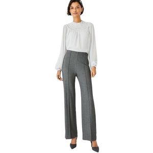 ANN TAYLOR | The High Waist Side Zip Straight Pant Twill Silver Lake Grey size 0
